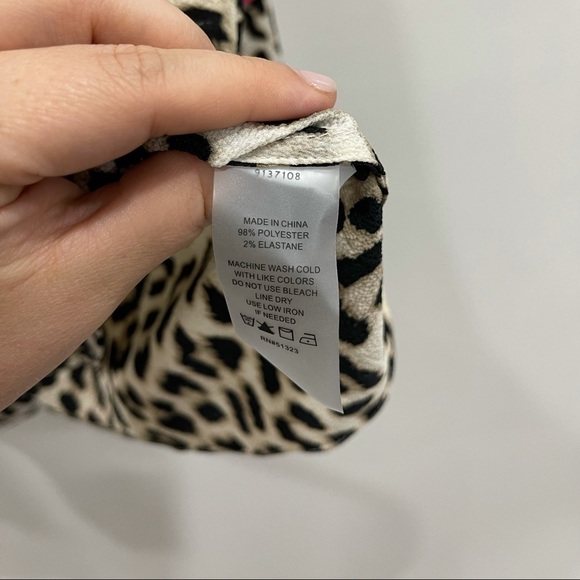 Leopard Song Lace-Up Crepe Handkerchief Top Blouse - Picture 7 of 8